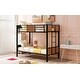preview thumbnail 3 of 11, Brown Twin over Twin Size Metal Bunk Bed Modern Style Steel Frame with Safety Rail, Built-in Ladder