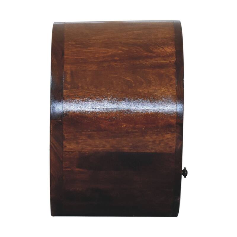 HomeRoots 16" Chestnut Solid Wood Round One Drawer Floating Nightstand
