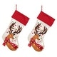 preview thumbnail 44 of 51, Glitzhome 21"L LED Embroidered Linen Reindeer Cat Dog Christmas Stockings