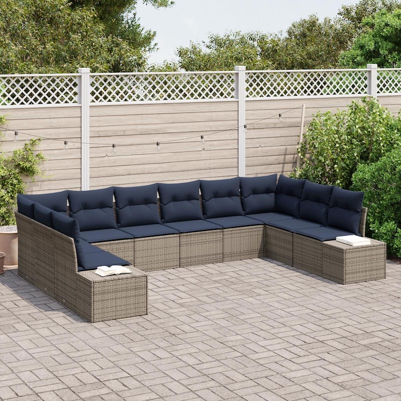 vidaXL 11 Piece Garden Sofa Set with Cushions - 135.4×82.3×27.2