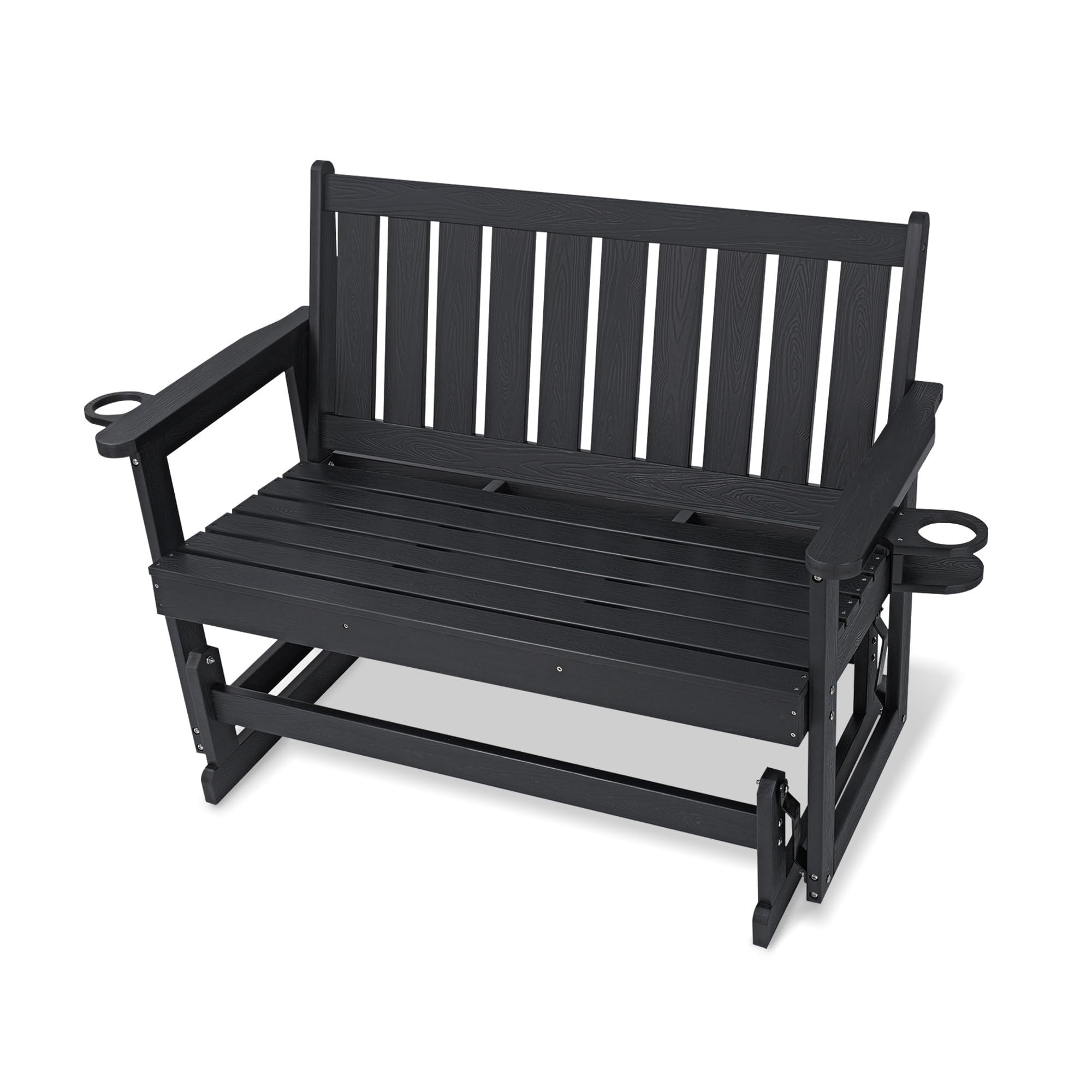 Fortune Candy Poly Lumber Patio Glider, HIPS Material Weather-Resistant Swing Bench for Outdoor Porch Garden