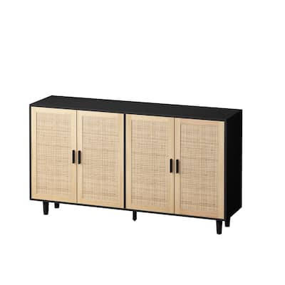Elegant 4 Door Rattan Storage Cabinet for Living Room,62.20"