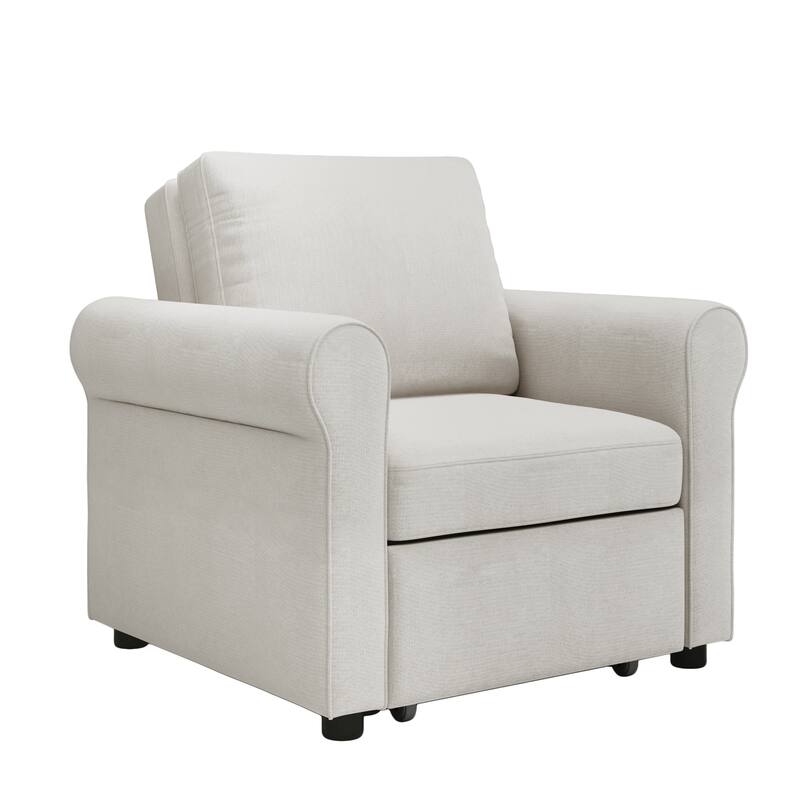 3-in-1 Linen Sofa Bed Chair with Adjustable Backrest and Folding Single Bed for Living Room Apartment