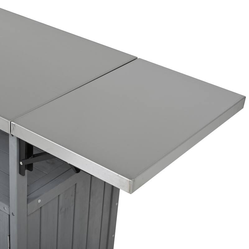 Portable Foldable Outdoor Kitchen Cart with Storage Cabinet and Lockable Wheels