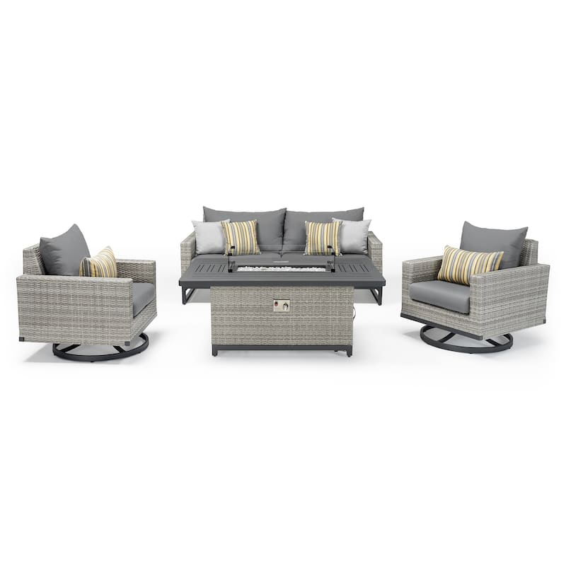 Milo Grey 4 Piece Sunbrella Outdoor Patio Motion Fire Set