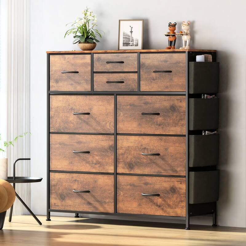 10 Drawer Dresser Closet Storage Tower Organizer Unit for Bedroom - Rustic Brown