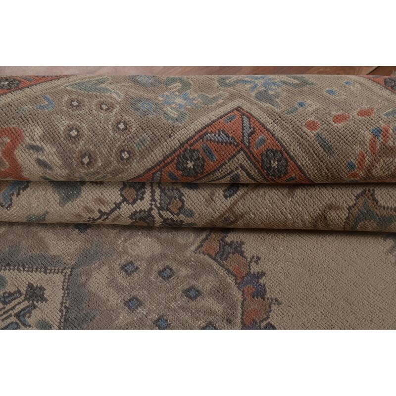 Distressed Tabriz Vintage Persian Area Rug Hand-Knotted Wool Carpet - 6'10" x 10'0"