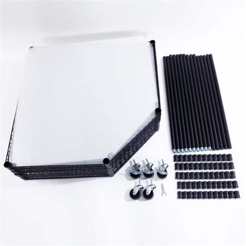 6-Layer Plastic Coated Polygonal Corner Shelf with 2" PP Wheels - (26.77 x 26.77 x 70.87)"
