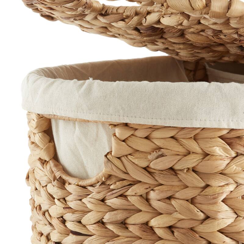 Half Moon Laundry Hamper Basket w Lid and Removable Liner for Clothes