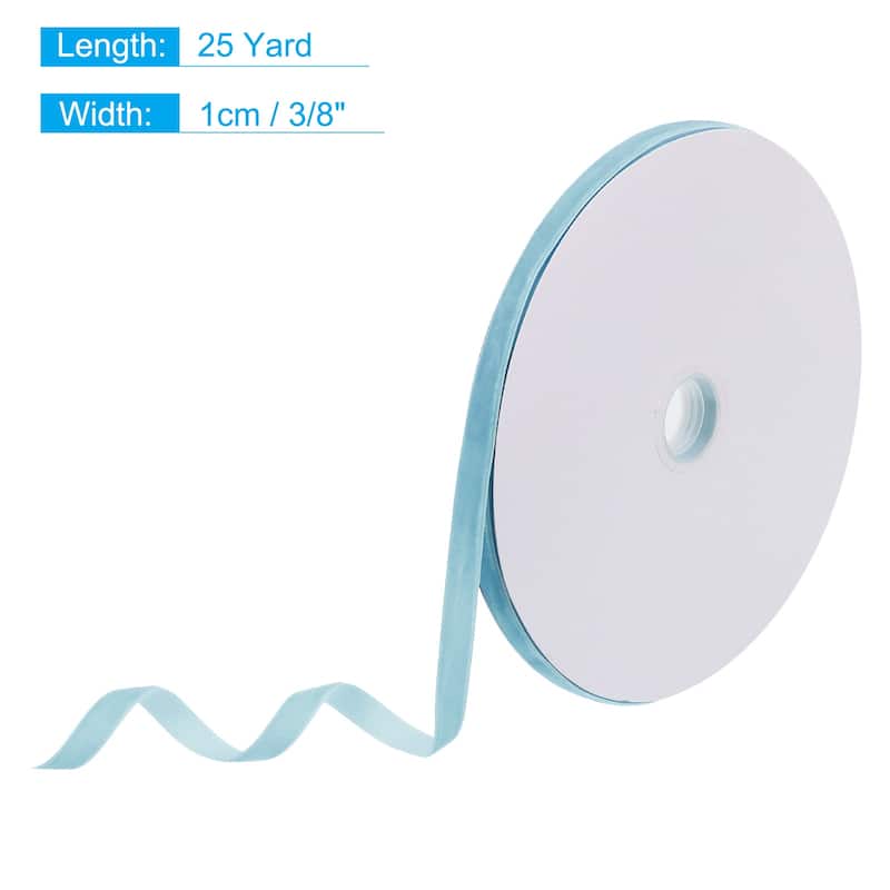 Velvet Ribbon 25 Yard Single Face Spool Silky for Gift Wrapping Decor - Sky Blue - 3/8 Inch x 25 Yard