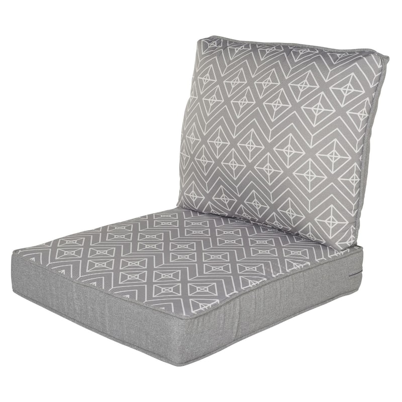 Haven Way Universal Outdoor Deep Seat Lounge Chair Cushion Set - 23x26 - Gray Diamond
