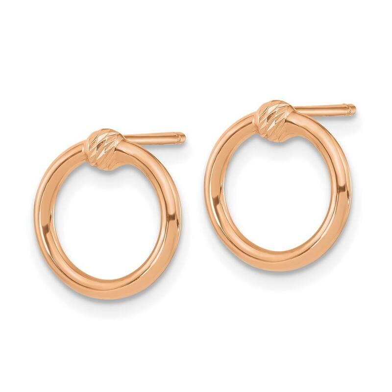 Curata 14k Rose Gold Textured Twisted Circle Post Earrings 12.5x11.5mm