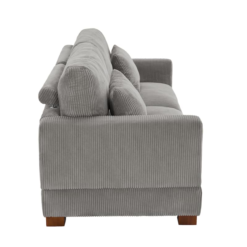 Modern Corduroy Modular Couch Sectional Sofa With Pillows