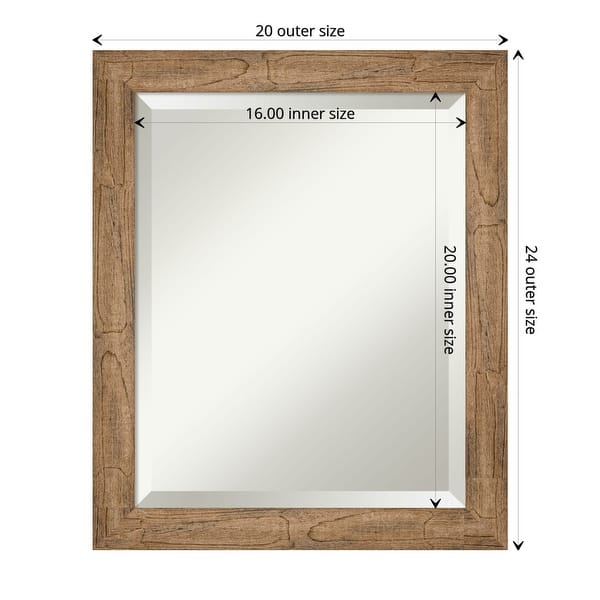 dimension image slide 2 of 5, Beveled Wood Wall Mirror - Owl Brown Narrow Frame