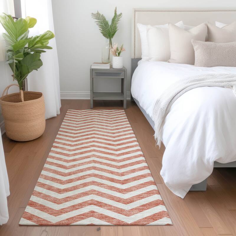 Premium Washable Super Soft Modern Chevron Mayfield Rug - Salmon - 2'3" x 7'6"