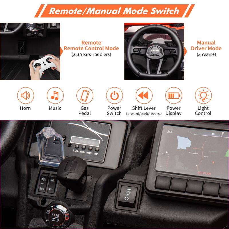 2-Seater Licensed Can-Am Electric Off-Road Ride-On UTV Car for Kids Best Gifts