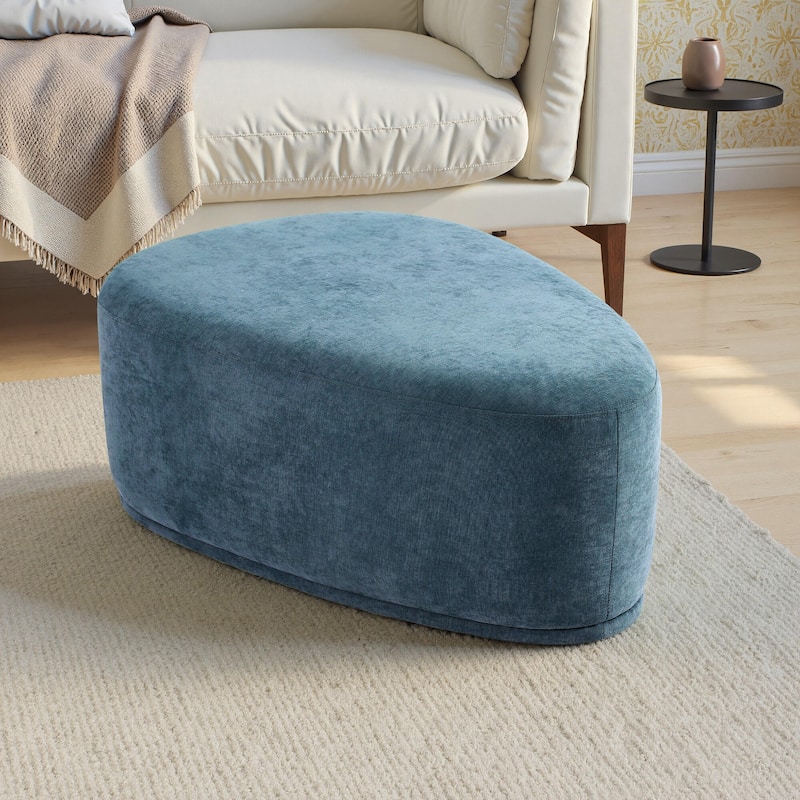 Leon 43" W Modern Oversized Chenille Triangular Cheese Ottoman