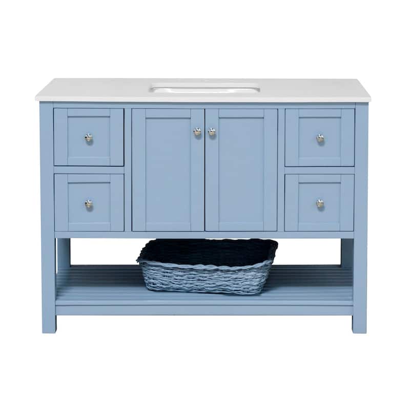 KitchenBathCollection Lakeshore 48" Bathroom Vanity with Engineered White Top