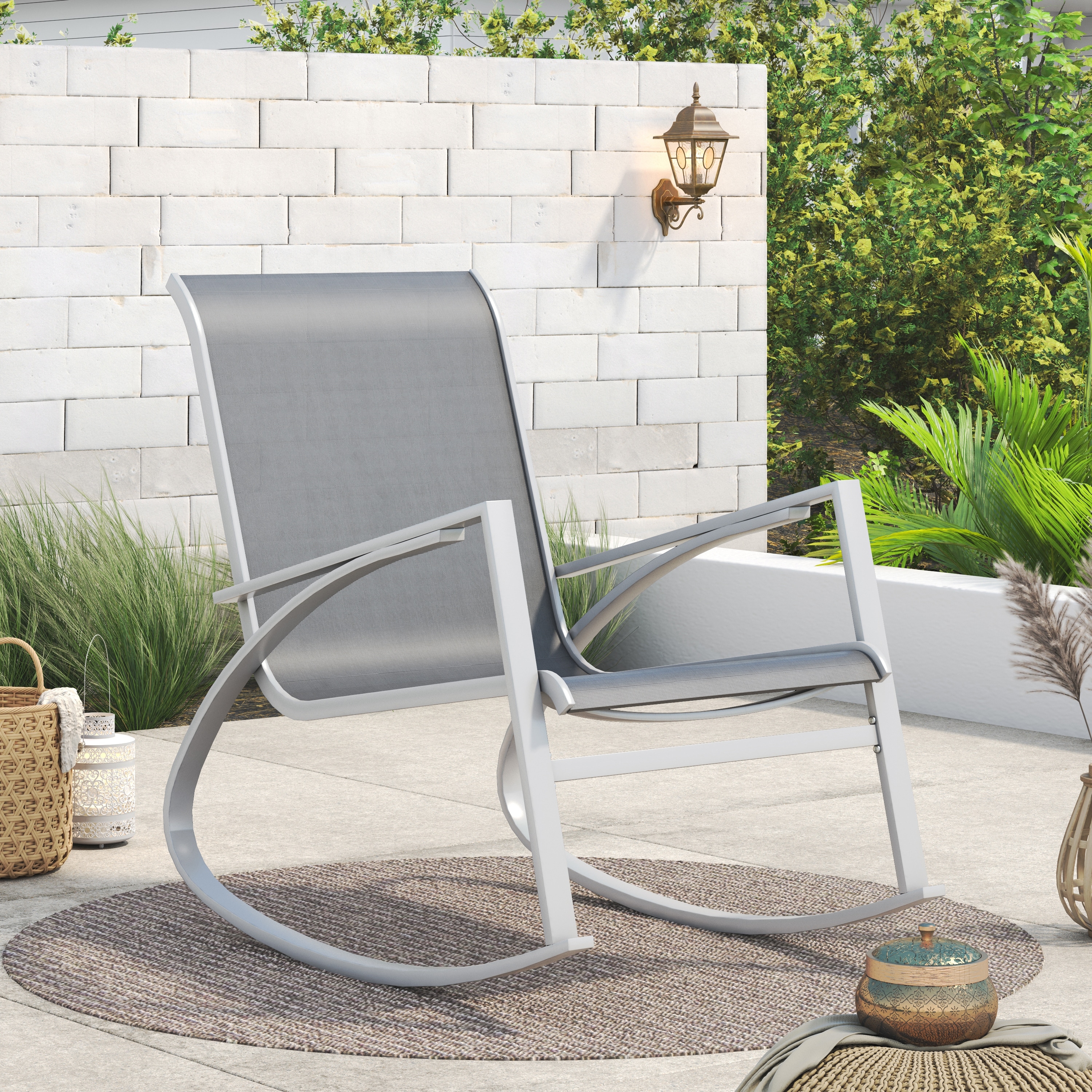 Corvus Antonio Outdoor Sling Fabric Rocking Chair