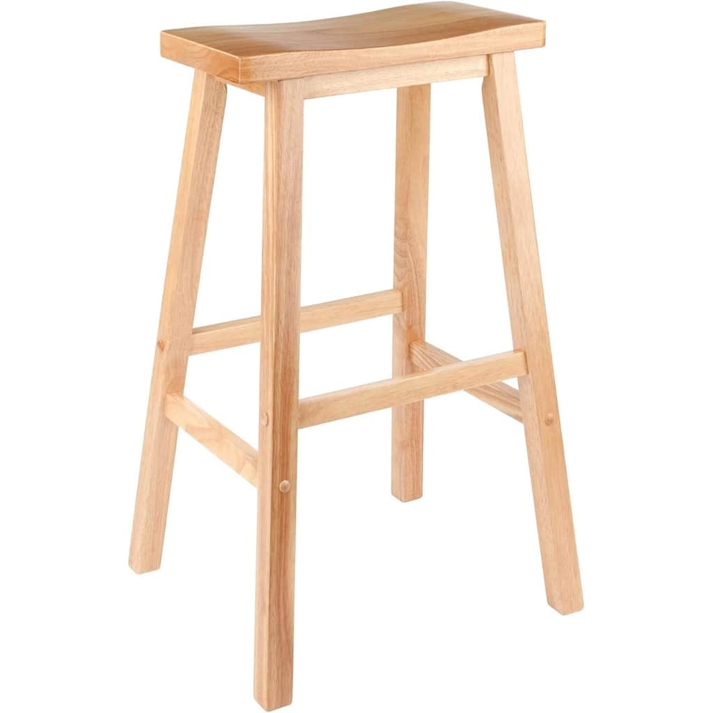 Retro Counter Stool with 29 Inch Natural Wood Seat, Stylish Backless Design and Easy Assembly for Kitchen Dining