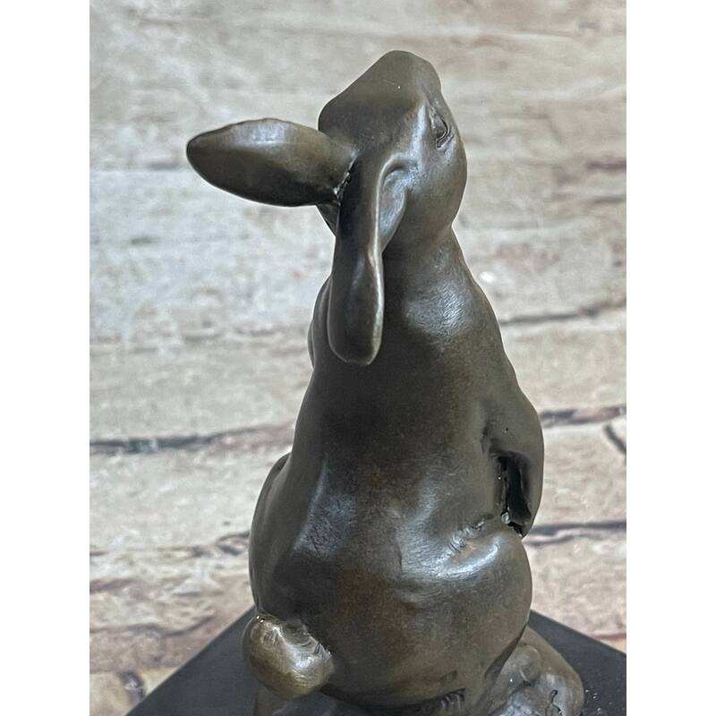 Signed Original Milo European Bronze Bunny W/ Carrot Sculpture Statue Figure Art