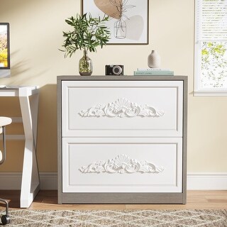 2-Drawer File Cabinet, Modern Lateral Filing Cabinet for A4/Letter ...