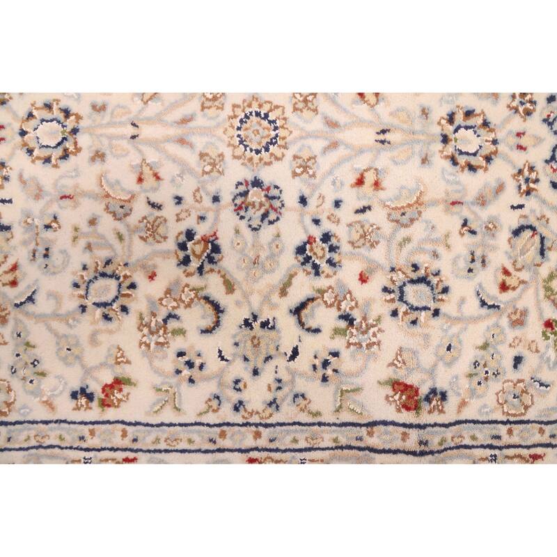 ECARPETGALLERY Hand-knotted Nain Cream Silk, Wool Rug - 2'8 x 16'3
