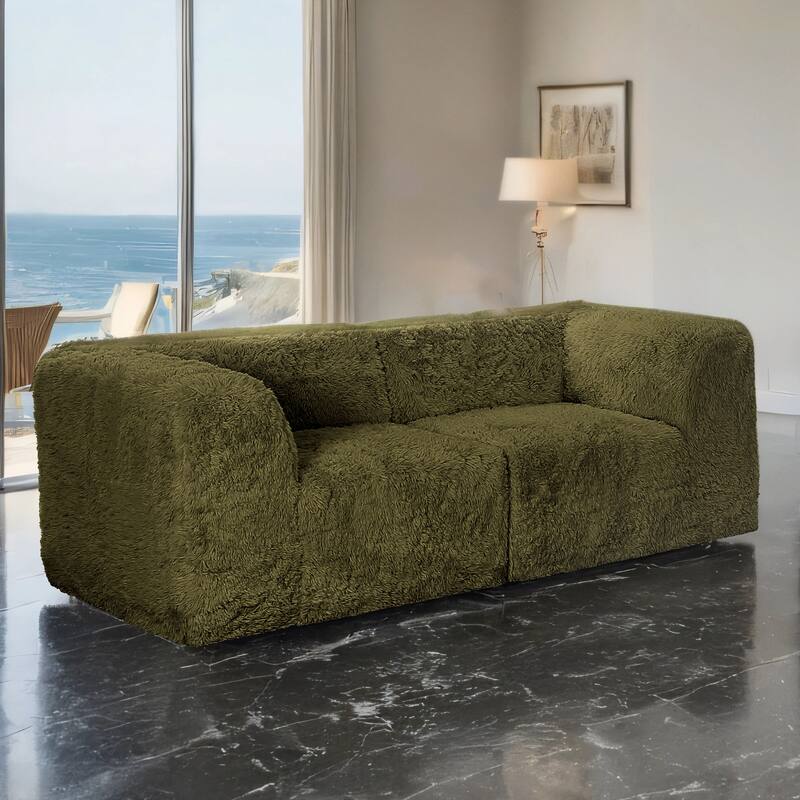 Furniture of America Ylena Modern 5-Piece Faux Fur Foam Modular Compressed Sofa and Loveseat Set