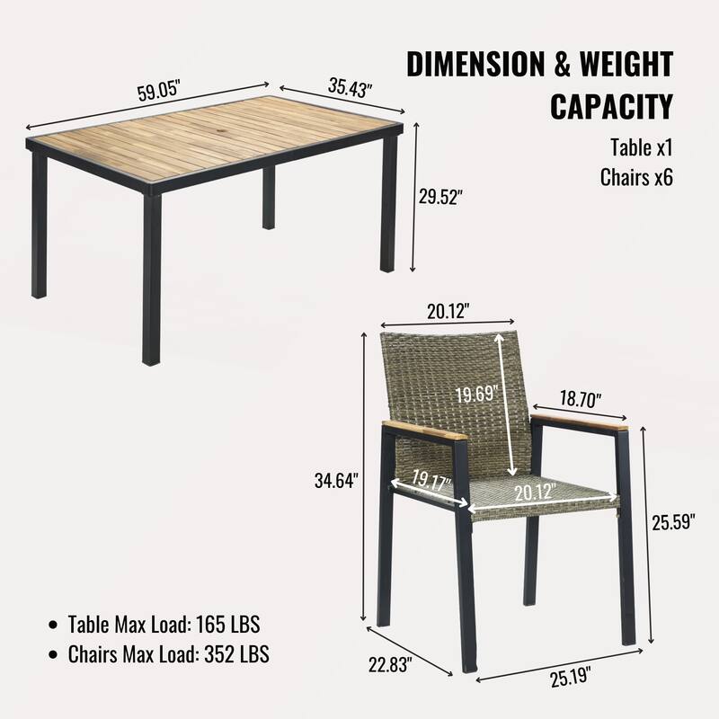 All Weather 7-Piece Patio Dining Table Sets