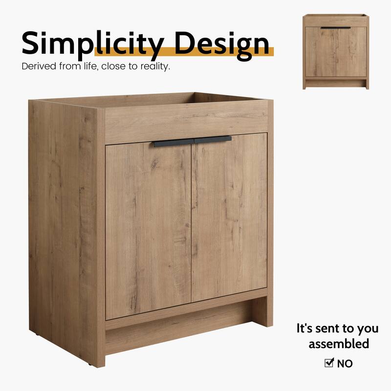 24/30/36 Inch Freestanding Bathroom Vanity Cabinet with Soft Close Door and Adjustable Shelf (Without Sink)