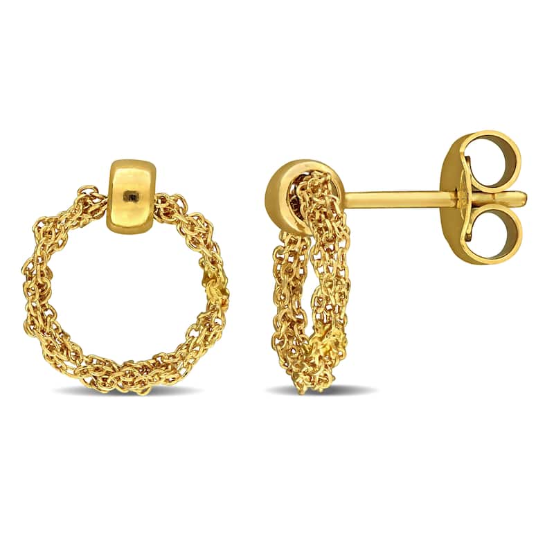 Miadora 2.2mm Curb Link Chain Circle Earrings in Yellow Plated Sterling Silver