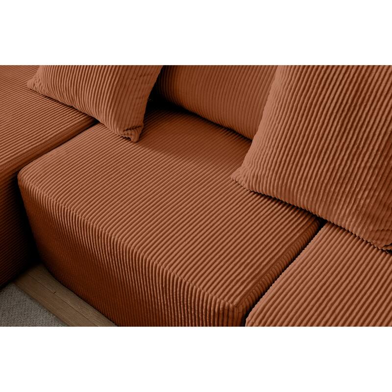 108.3" Corduroy L-Shaped Modular Cloud Sofa with Chaise Lounge