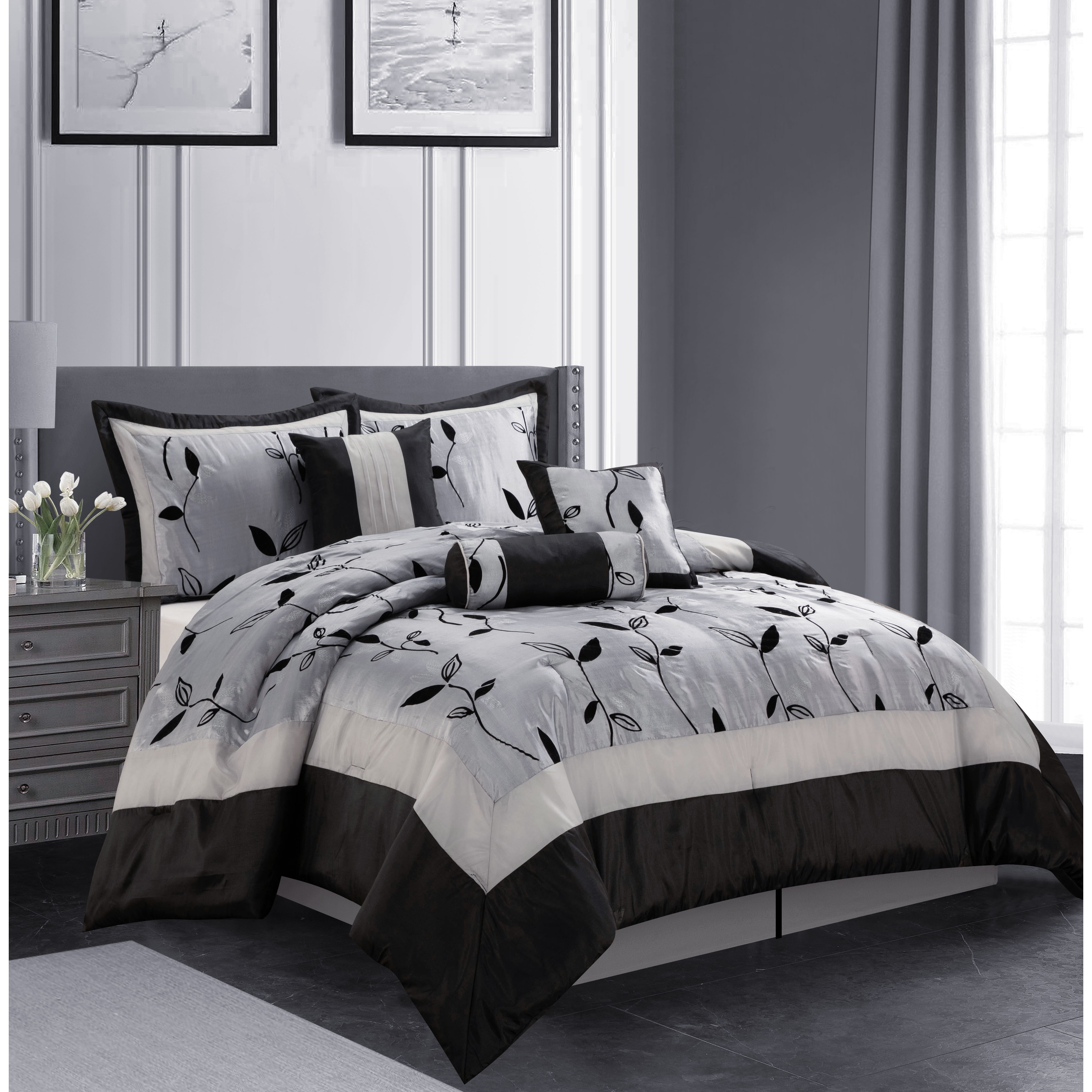 Grand Avenue 7-Piece Burgundy Queen Comforter Set in the Bedding Sets  department at