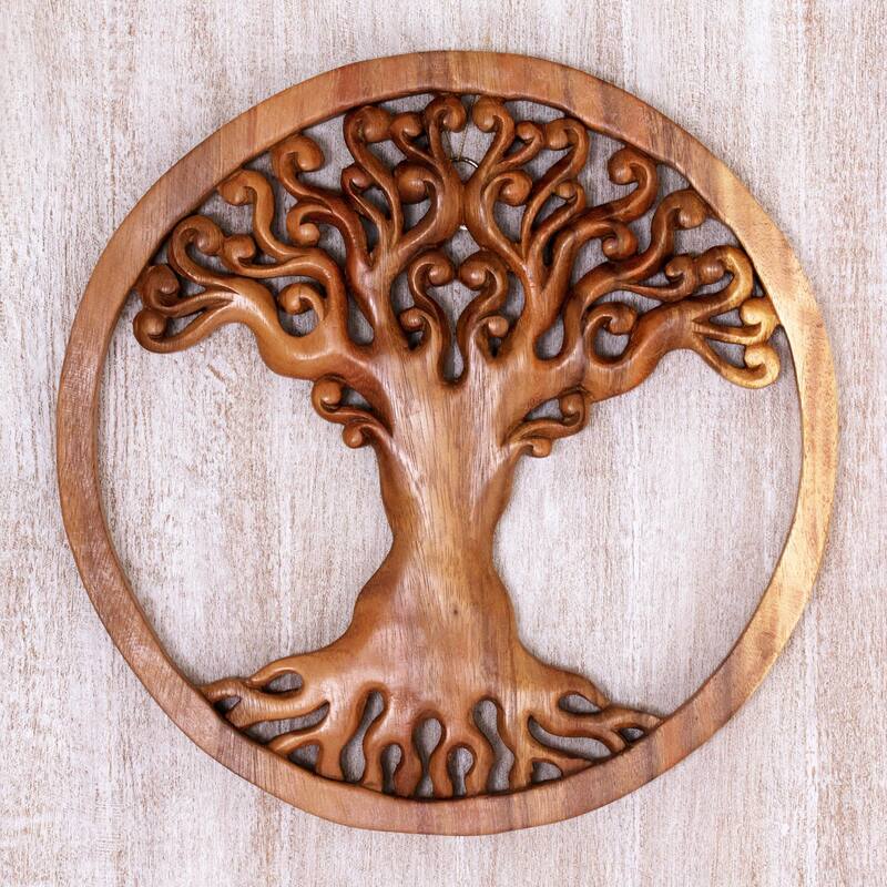 Novica Handmade Tangled Tree Wood Relief Panel