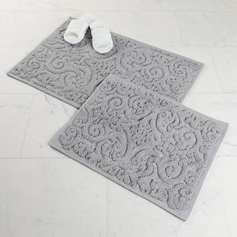 Superior Venere Floral Scroll Washable Bath Rug, Set of 2