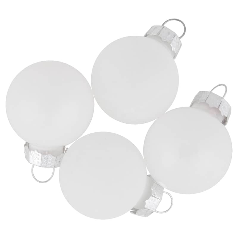 24ct White Shiny & Matte Glass Christmas Ball Ornaments 1-Inch (25mm) - 1"