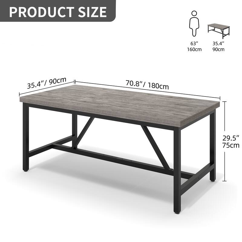 Moasis 70" Large Rustic Dining Room Table Seat up to 8 People for Dining Room
