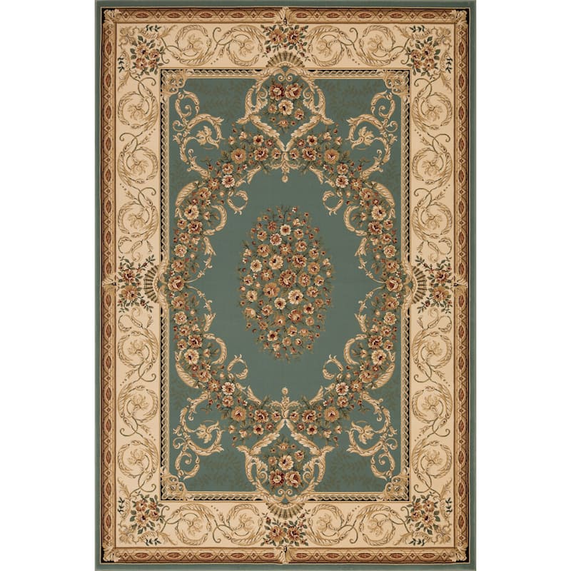 Aubusson Collection Classic Medallion Area Rug - 7'10 X 10 - Blue