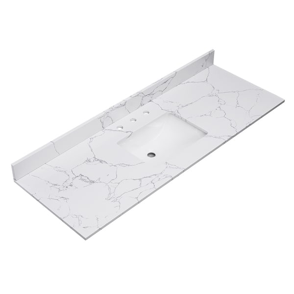 slide 2 of 30, PROOX Bath Vanity Cultured Marble Counter Top Rectangle Porcelian Sink