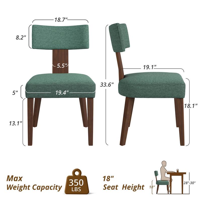 With Curved Backrest (2/4/6-Piece Set) Upholstered Dining Chairs - 19.1"D x 19.4"W x 33.6"H
