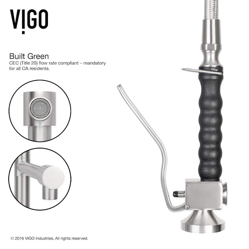 VIGO Zurich 27" H Single Handle Pull-Down Sprayer Kitchen Faucet
