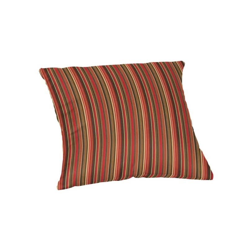 Sunbrella® Stripe Fabric 1-Piece Indoor/Outdoor Square Throw Pillow, 18"W x 18"L, Dolce Oasis - Dorsett Cherry