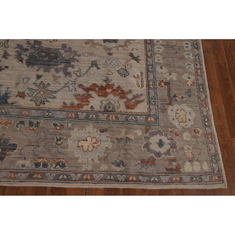 Vegetable Dye Oushak Turkish Area Rug Handmade Geometric Wool Carpet - 6'0"x 8'9"