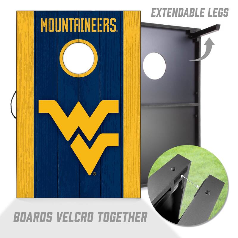 West Virginia NCAA Compact 2x3 Tailgate Cornhole Board Set