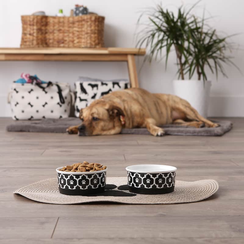 Bone Dry Lattice Pet Bowl (Set of 2)