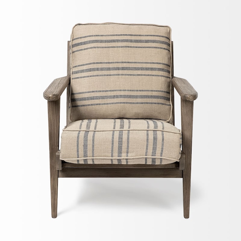 Olympus III Striped Brown w/Wooden Frame Accent Chair