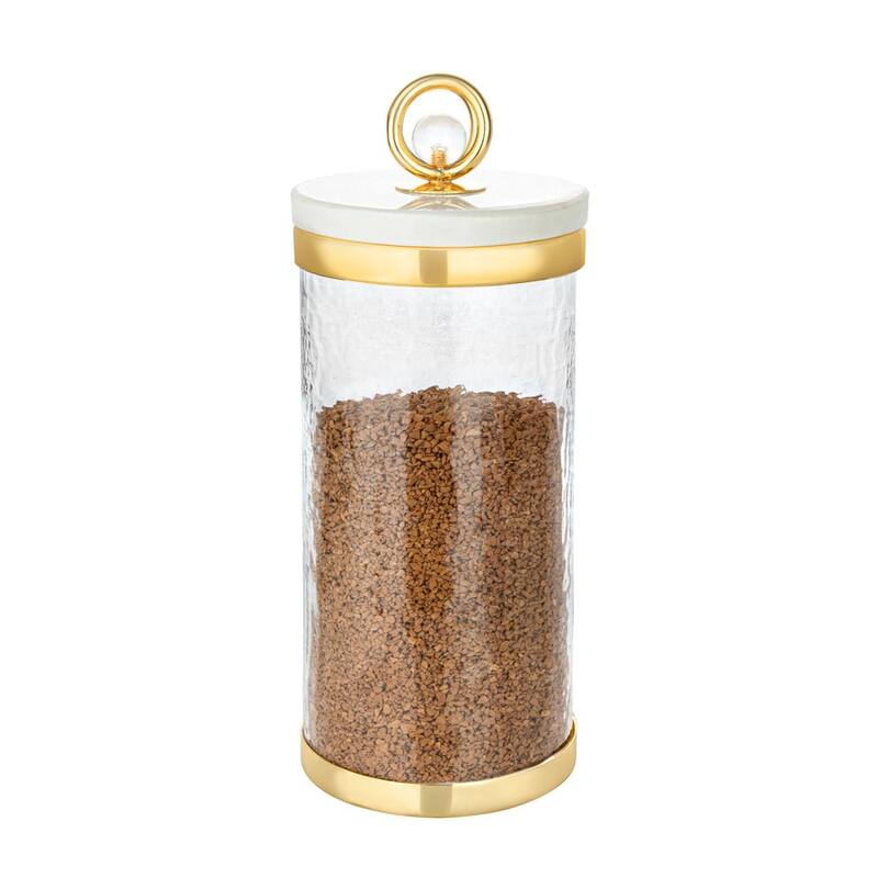 Canister with Marble Lid and Clear Ball Knob (3 Size Options) - Tall