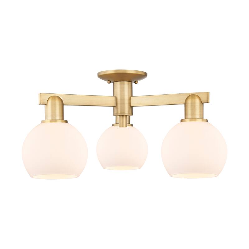 Innovations Lighting Endless Possibilities Arcadia - Athens - 3 Light 23" Semi-Flush Mount - Brushed Brass/Matte White