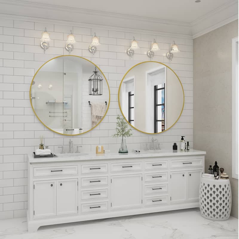KIOTEE Full Length Round Aluminum Alloy Framed French Cleat Mounted Wall Decor Bathroom Vanity Mirror with 5-Year Warranty