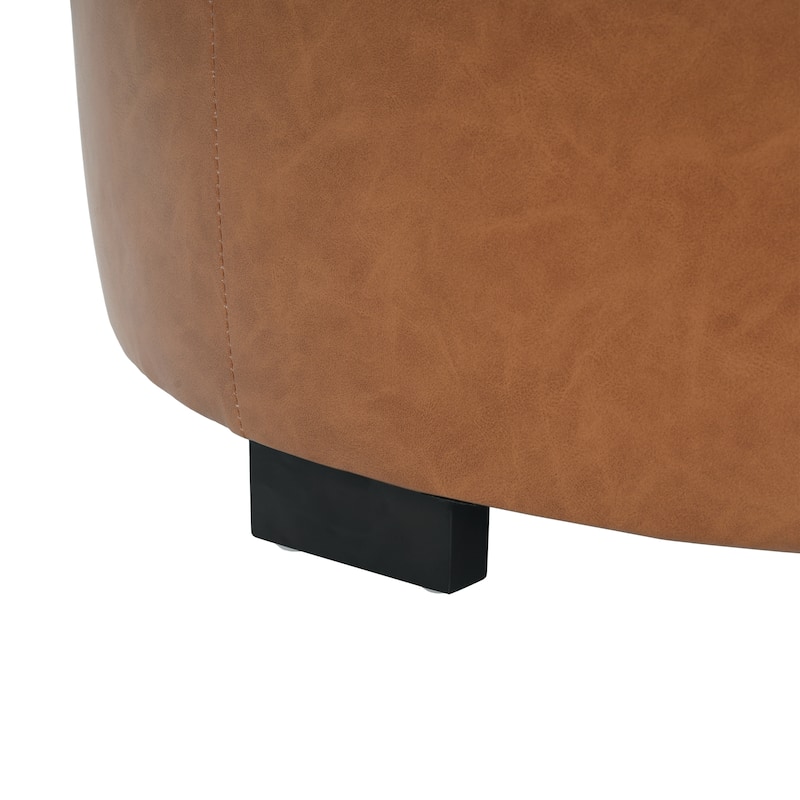 Christopher Knight Home PU Leather Button Tufted Round Ottoman